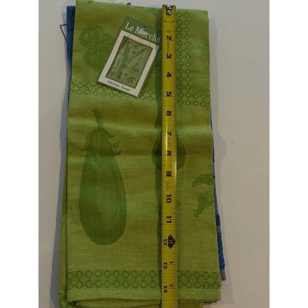 Le Marche Kitchen Towels Set of 2 Green Blue Vegetable Jacquard NWT